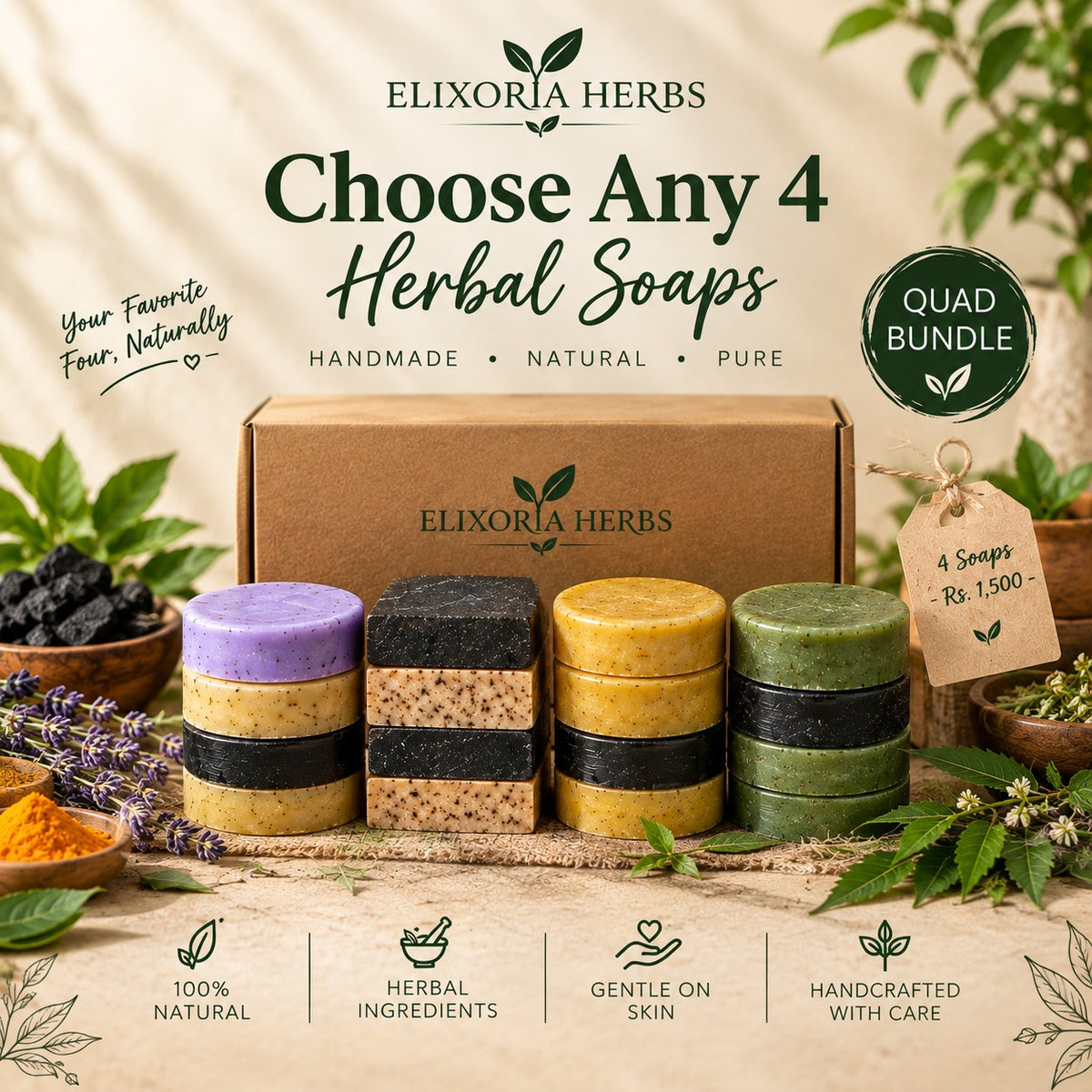 Custom three-soap bundle by Elixoria Herbs